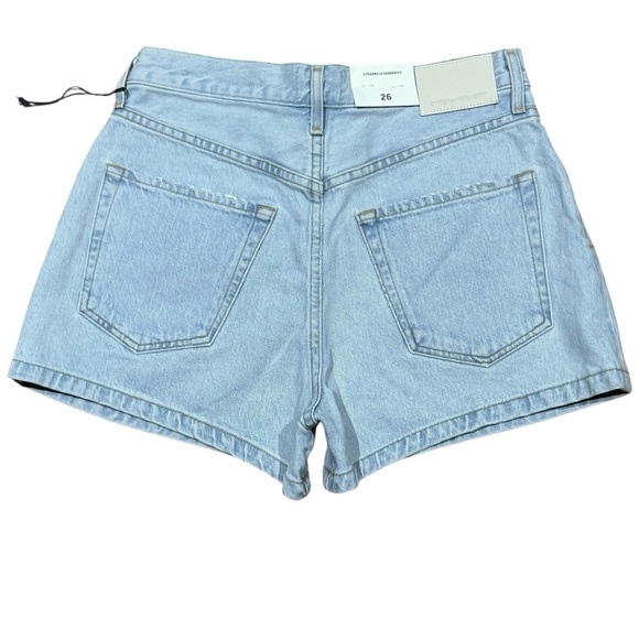 Citizens Of Humanity Sz 26 Blue Franca Pleated Baggy Jean Shorts Preppy Classic - Picture 5 of 10